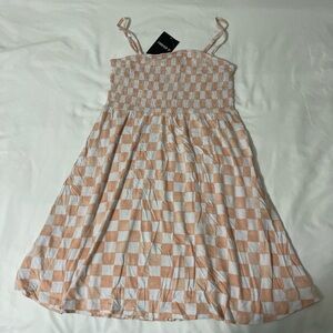Forever 21 Peach and White Checkered Dress